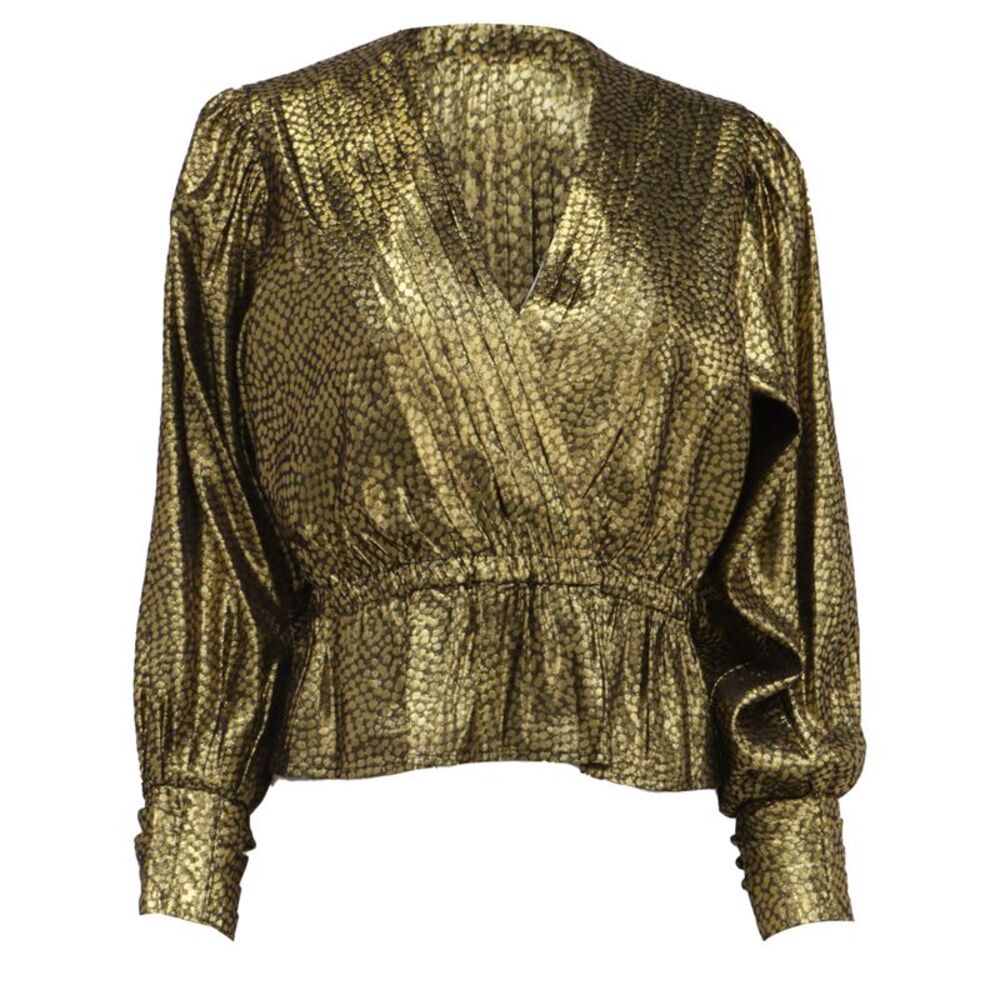 Joie Nadeen Blouse in Metallic Gold Polyester